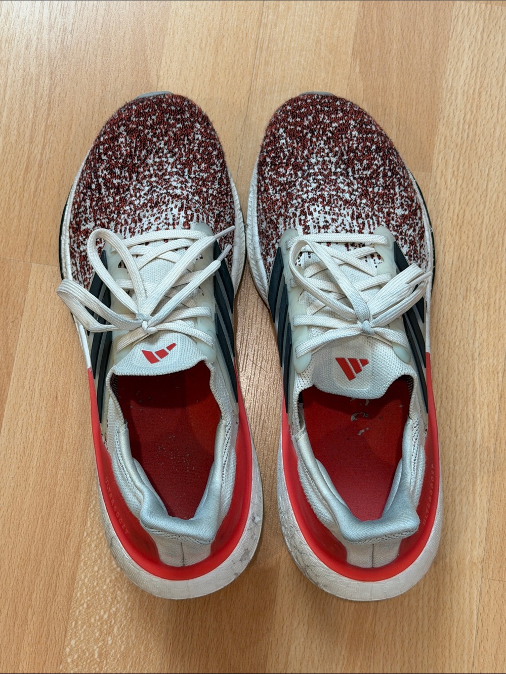 adidas Men's Red White and Black Knit Running Sneakers